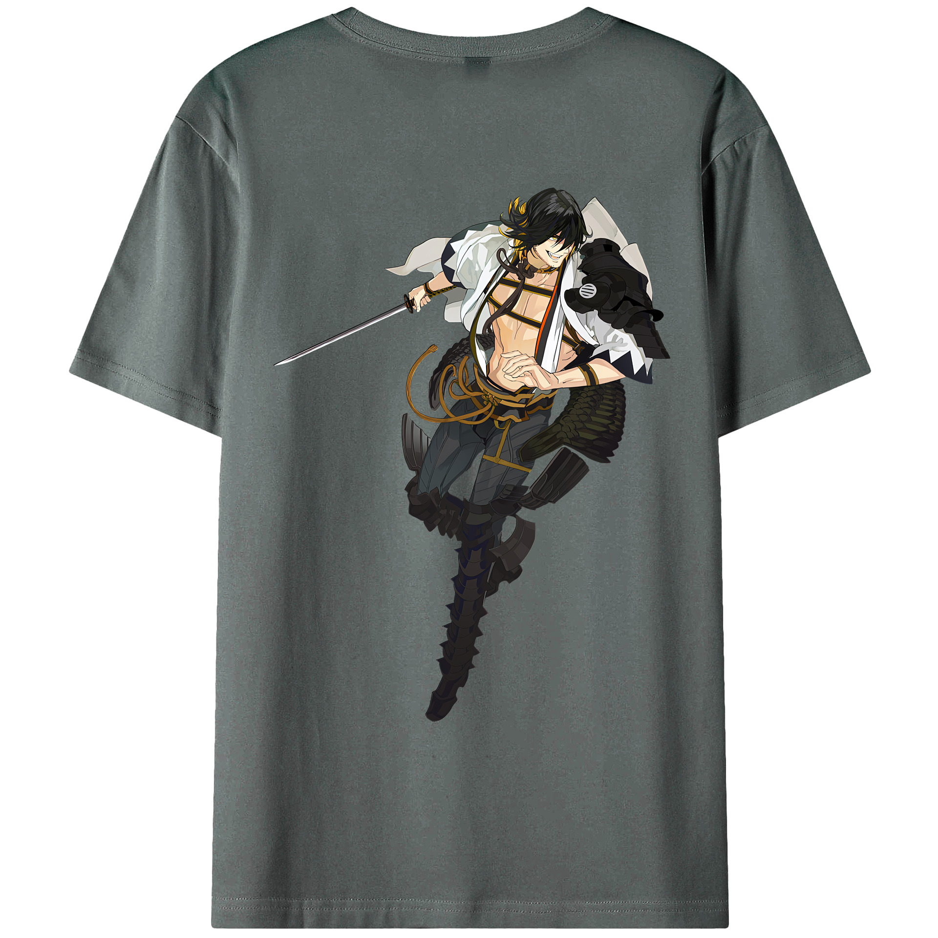 （画像用） 刀剣乱舞 Touken Ranbu 綿100％ メンズ半袖Tシャツ（バックプリント） 通気性